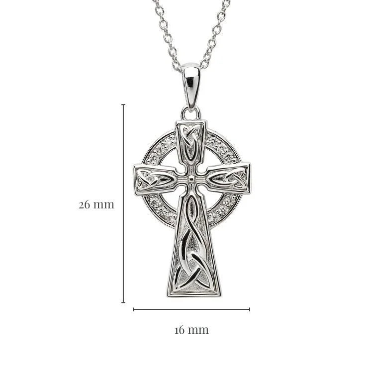 Shanore Sterling Silver Large Pave Set CZ Celtic Cross
