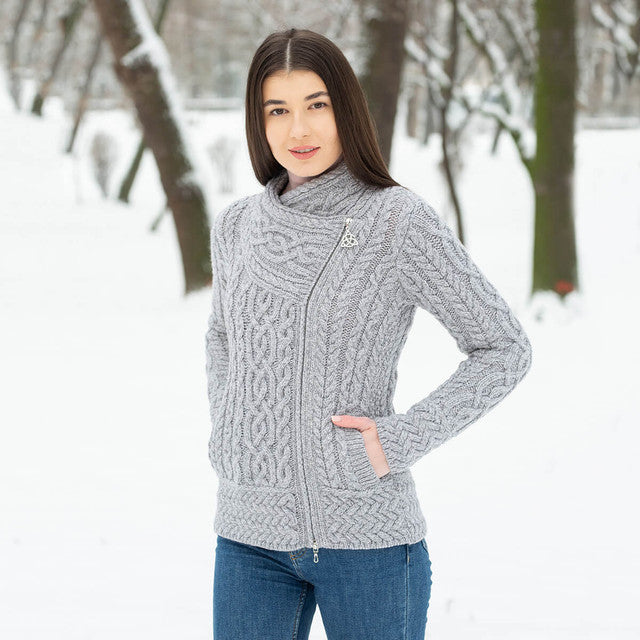 Cable Knit Side Zip Cardigan