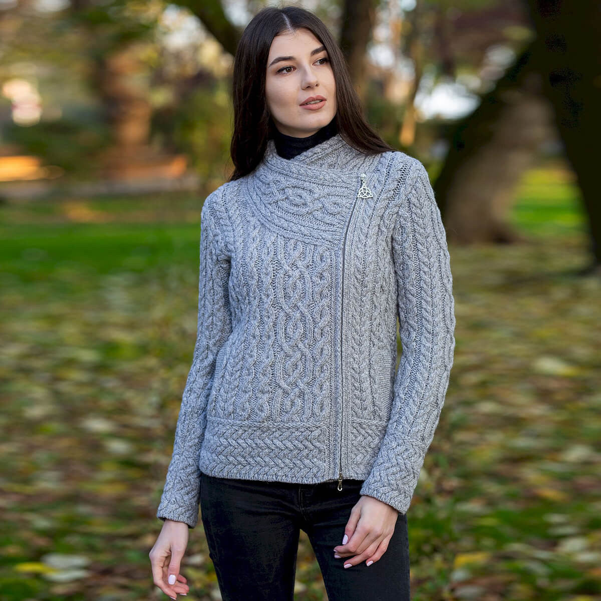 Cable Knit Side Zip Long Cardigan