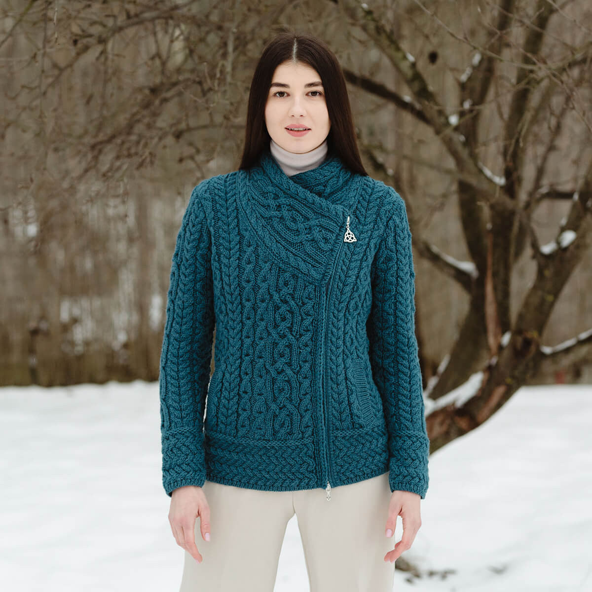 Cable Knit Side Zip Cardigan