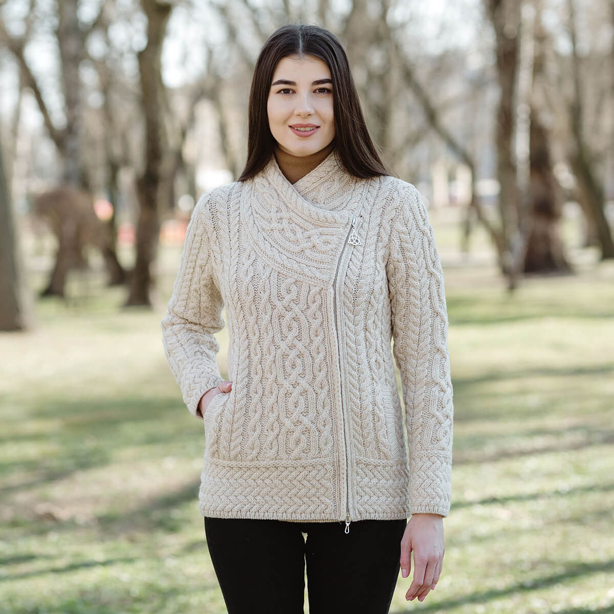 Cable Knit Side Zip Cardigan