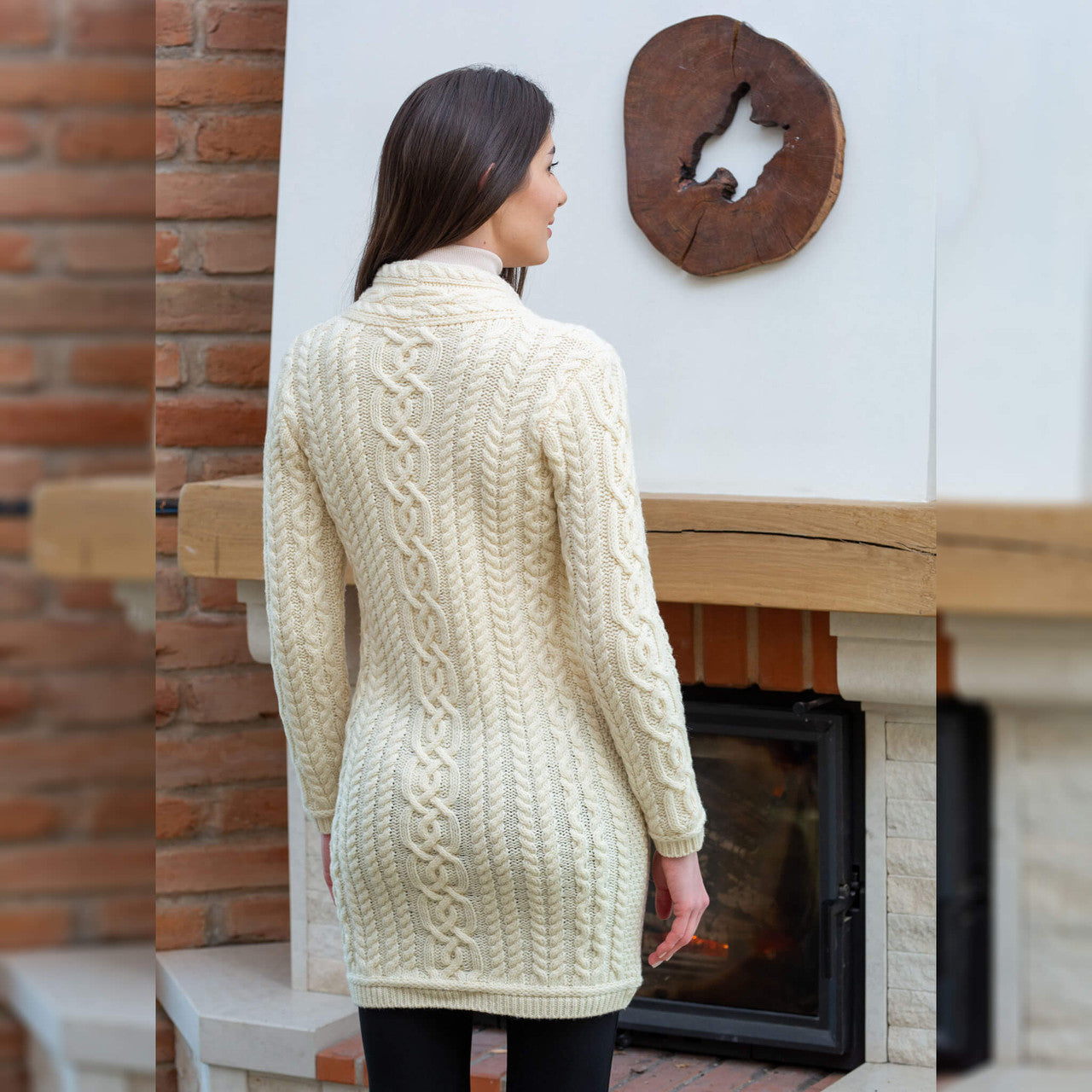 Cable Knit Side Zip Long Cardigan