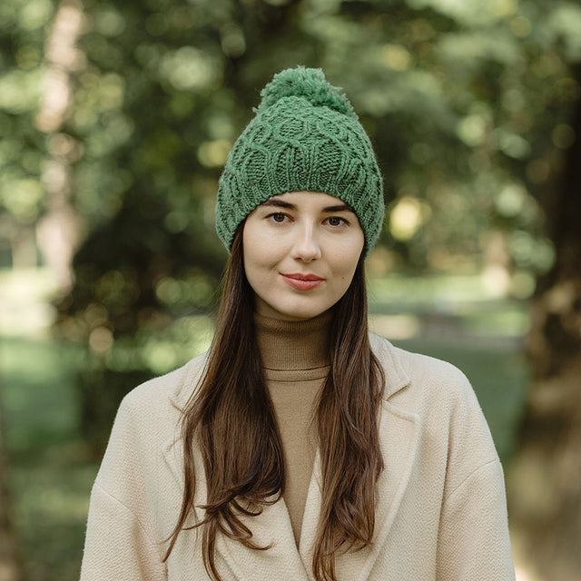 Saol Knitwear Ladies Lined Cable Knit Hat
