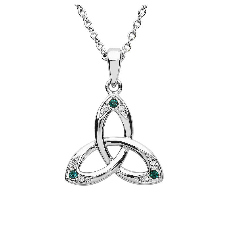 Platinum Plated Green and White CZ Trinity Pendant