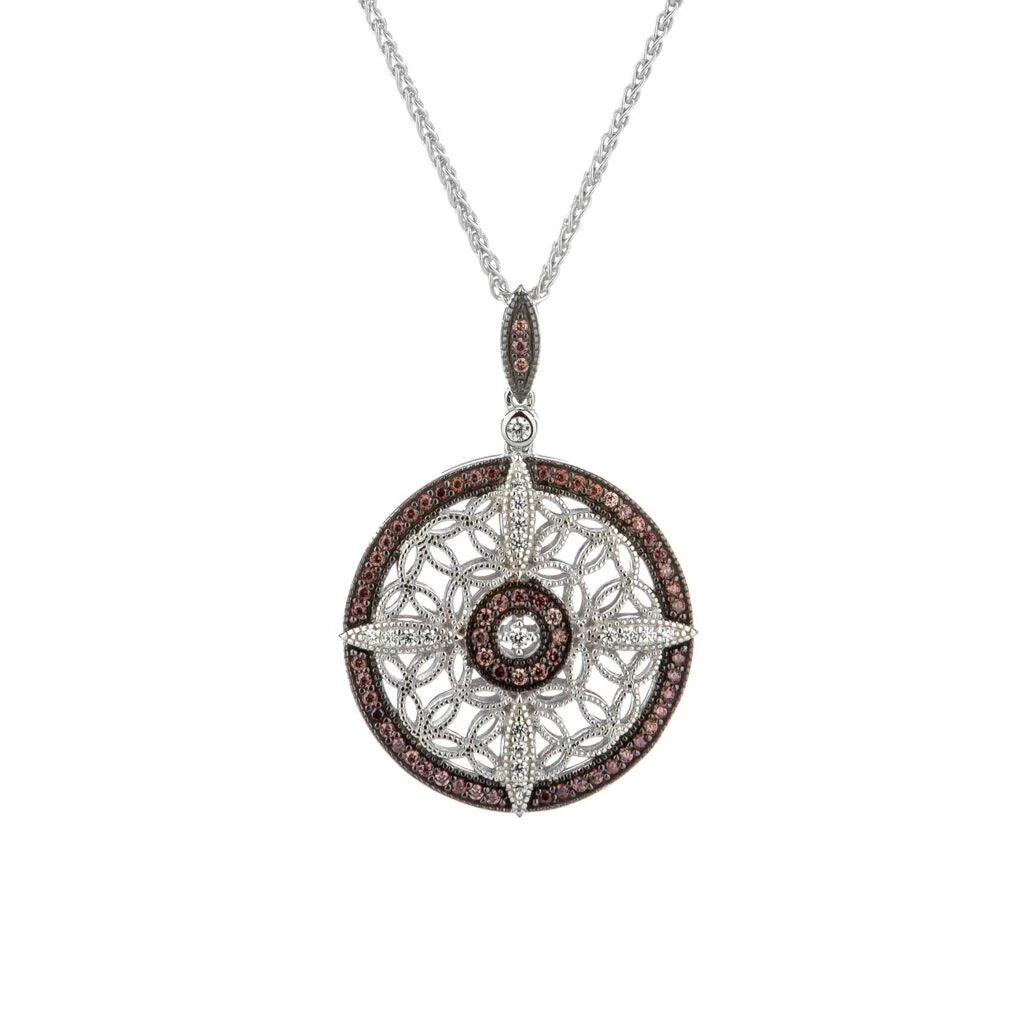 Silver Night & Day Reversible Compass Pendant