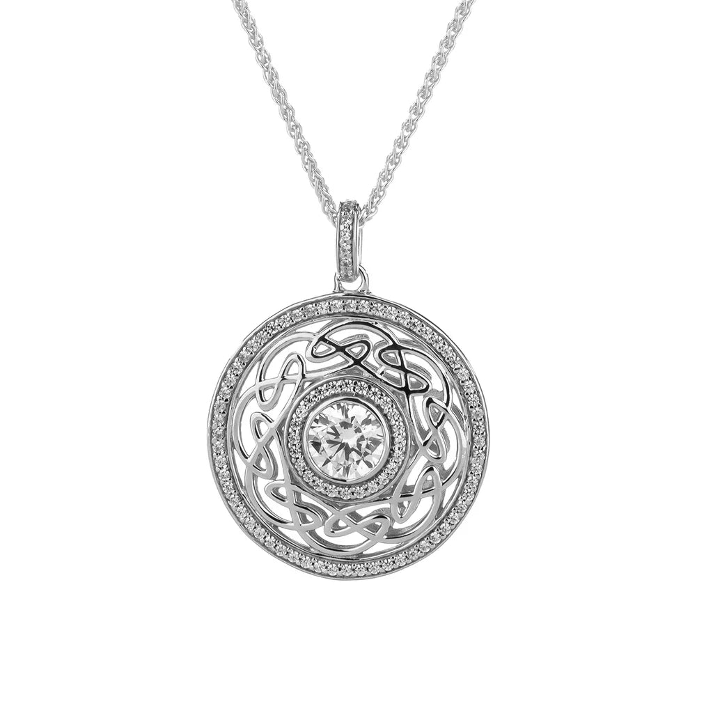 Silver Night & Day Reversible Eternity Knot Pendant