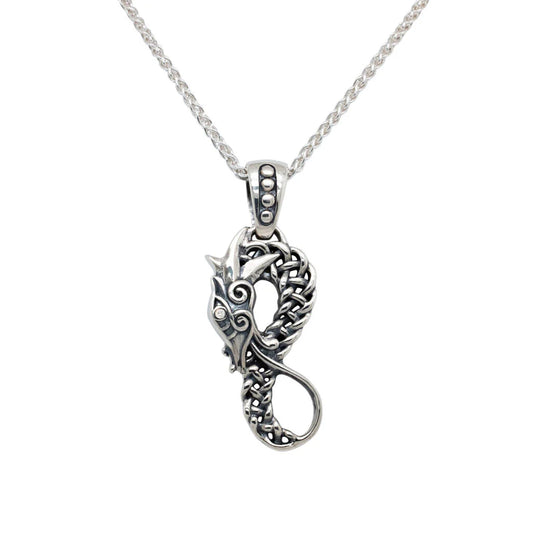 Keith Jack Silver Celtic Dragon Figure 8 Pendant Large