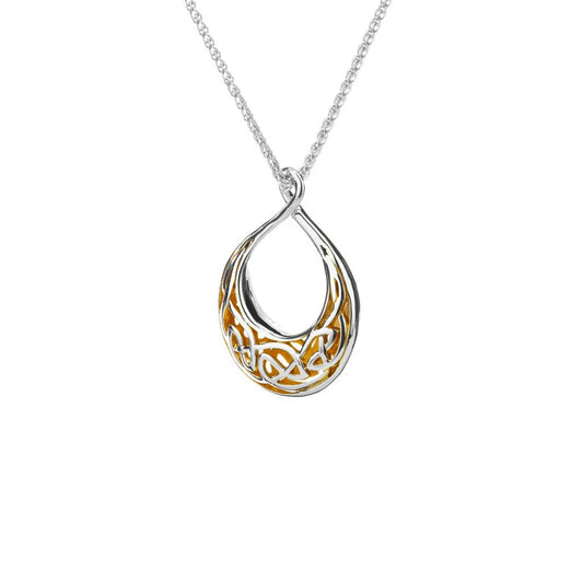 Silver with 22k Gold Gilding Window to the Soul Teardrop Pendant Small