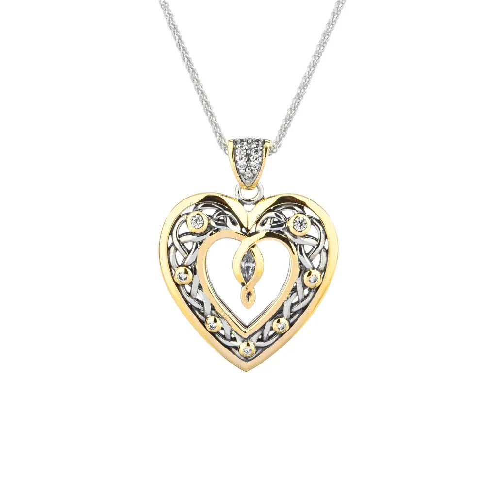 Keith Jack Silver and 10k Yellow Gold Celtic Open Heart Pendant