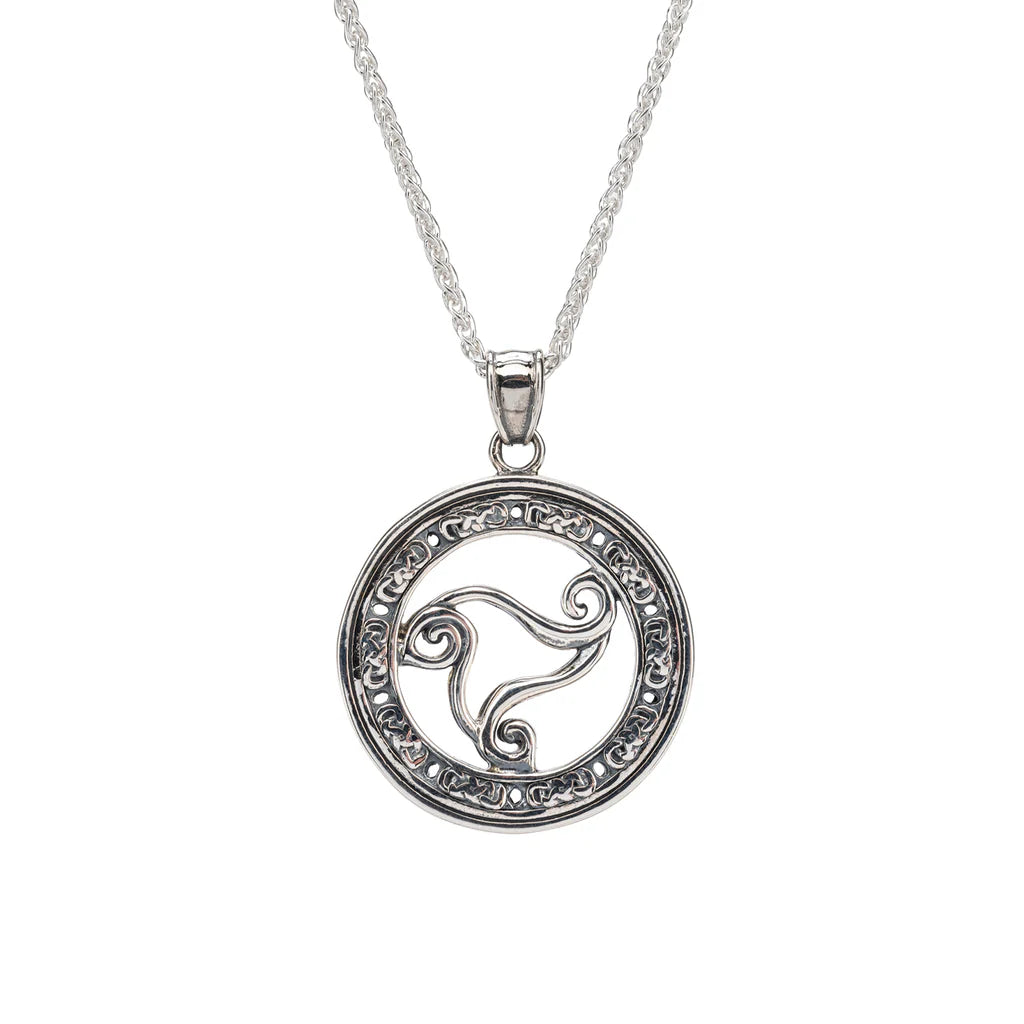 Silver and 10k Gold Whirlpool Wave Reversible Pendant