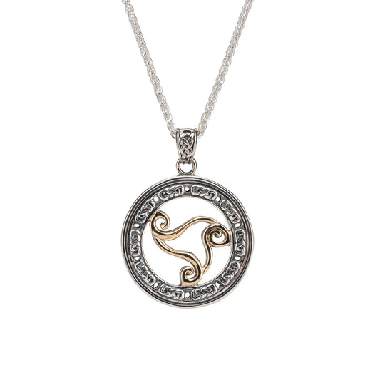 Silver and 10k Gold Whirlpool Wave Reversible Pendant