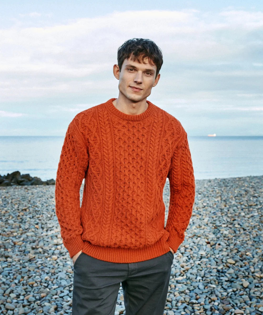 Carraig Luke Aran Sweater-Terra Cotta