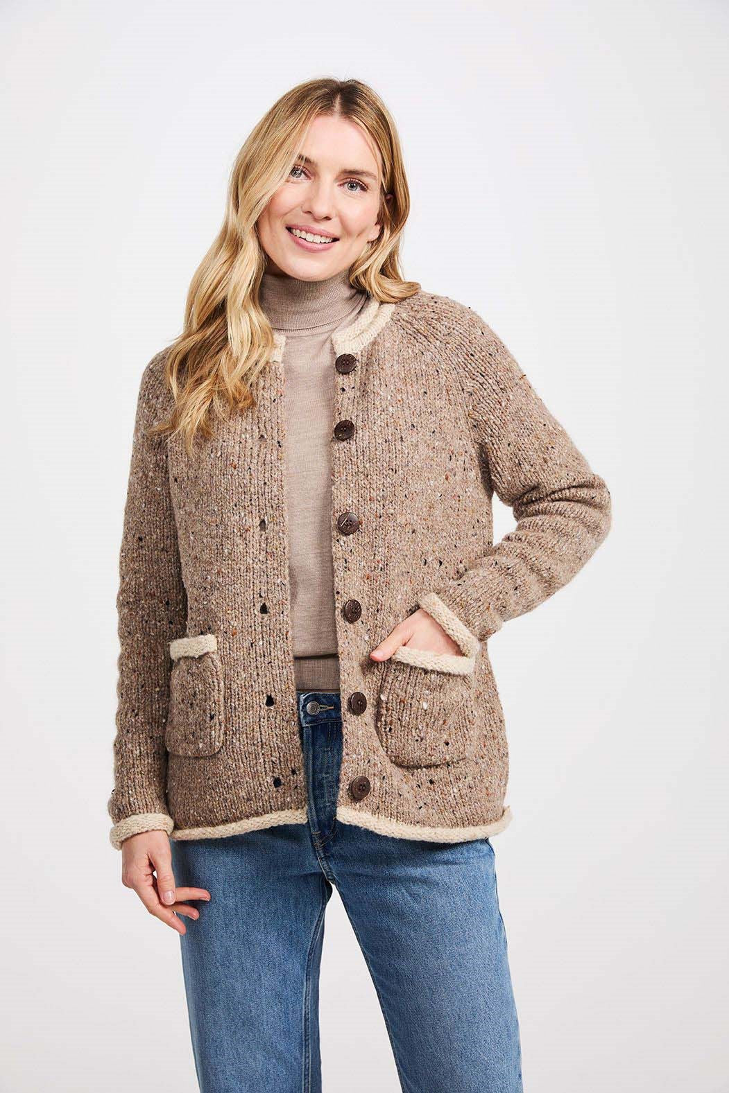 Ladies' Color Contrast Raglan Cardigan