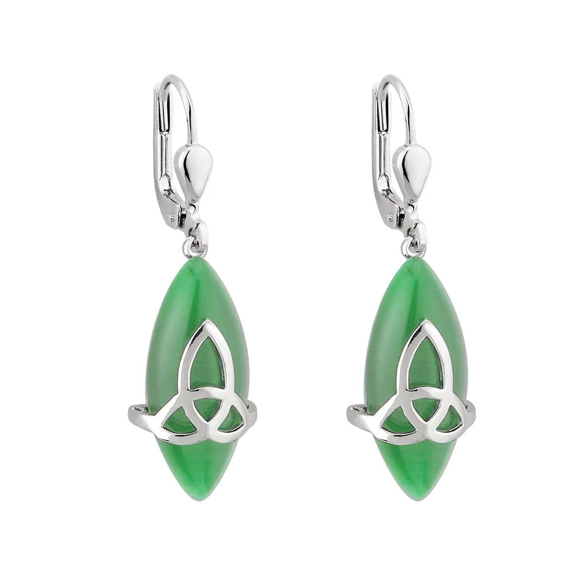 Solvar Rhodium Cat's Eye Trinity Oval earrings-Boxed