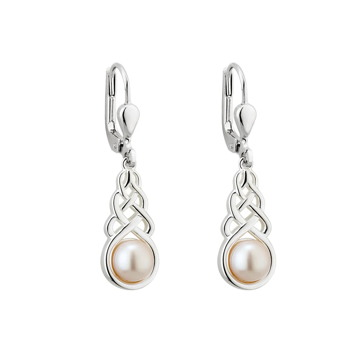 Solvar Sterling Silver Celtic Drop Pearl Drop Earrings