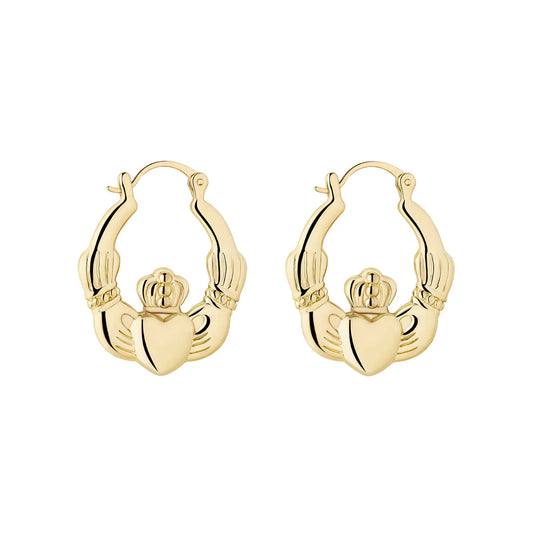 Solvar Gold Plated Large Claddagh Creole Earrings