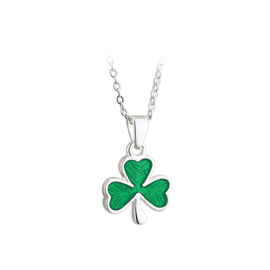Solvar Silver Plated Enamel Shamrock Pendant