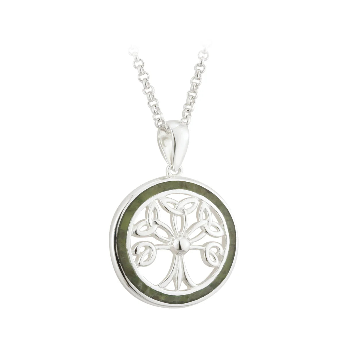 Solvar Connemara Marble Irish Tree Of Life Round Pendant