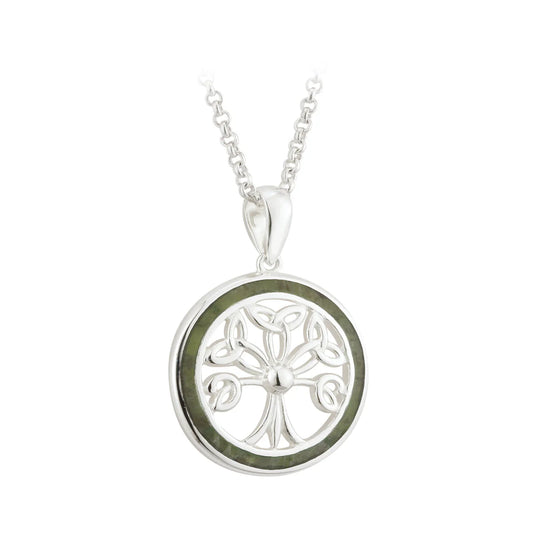 Solvar Connemara Marble Irish Tree Of Life Round Pendant