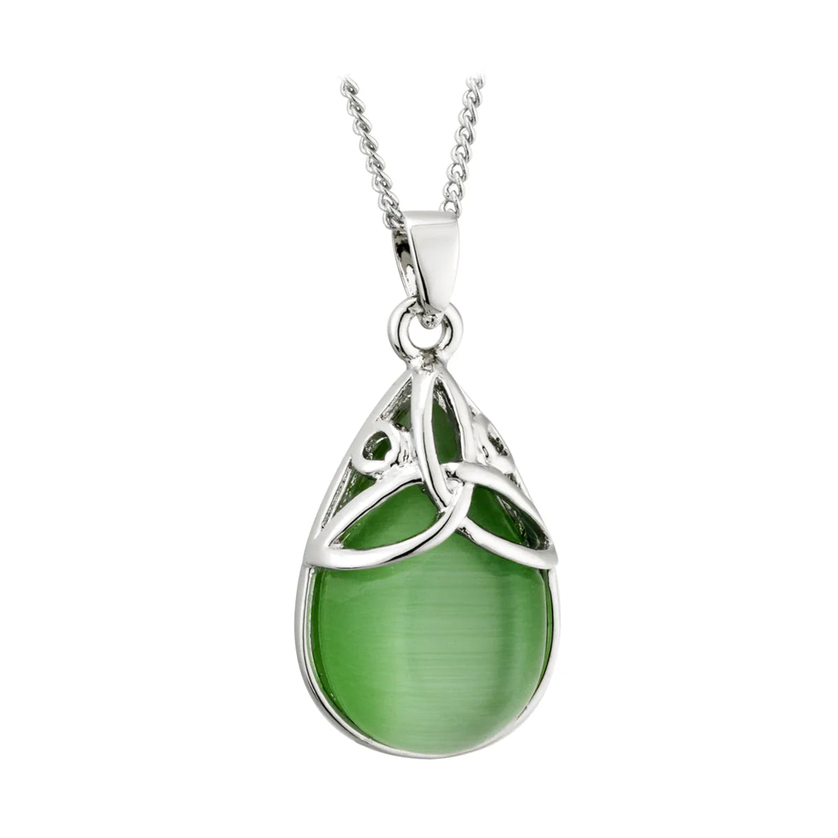 Solvar Rhodium Cat's Eye Trinity Pendant