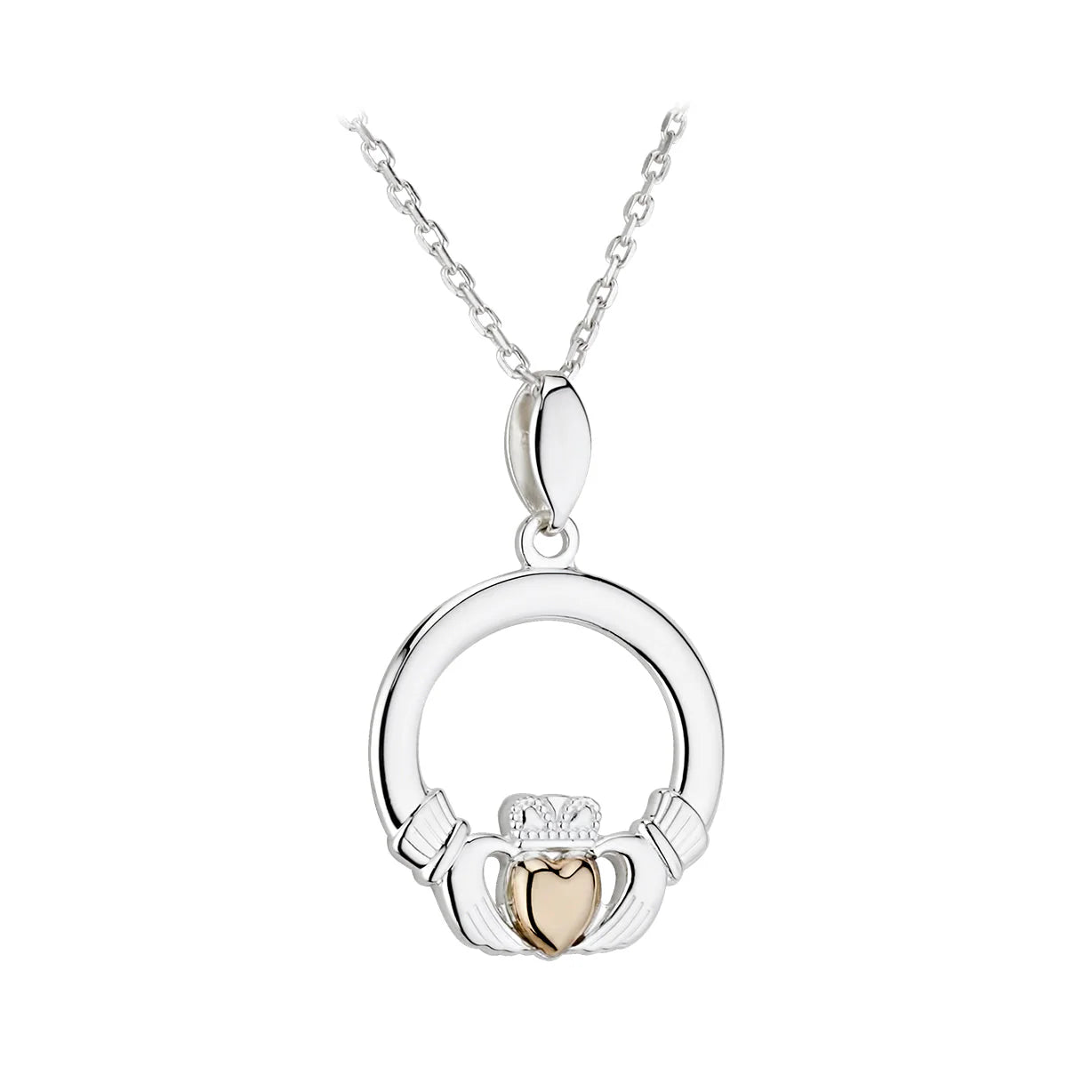 Solvar Sterling Silver And 10K Gold Claddagh Pendant