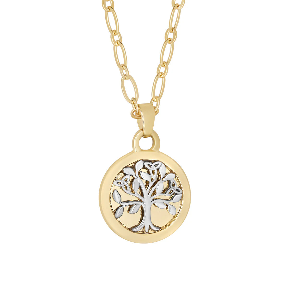 Two Tone Plated Tree of Life Pendant