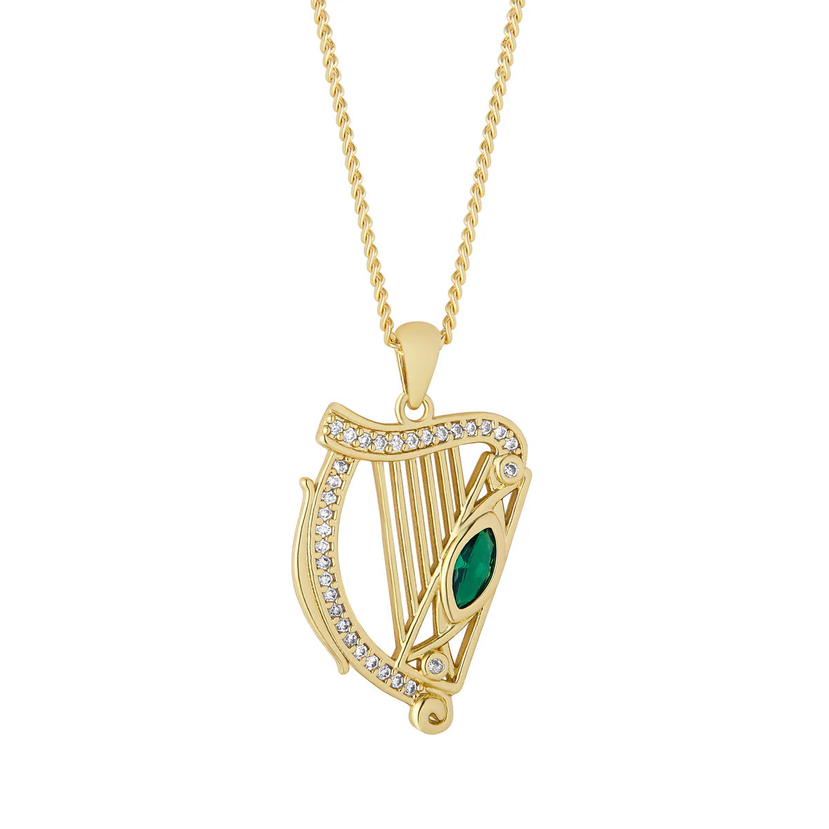 Solvar Gold Plated Crystal Harp Pendant