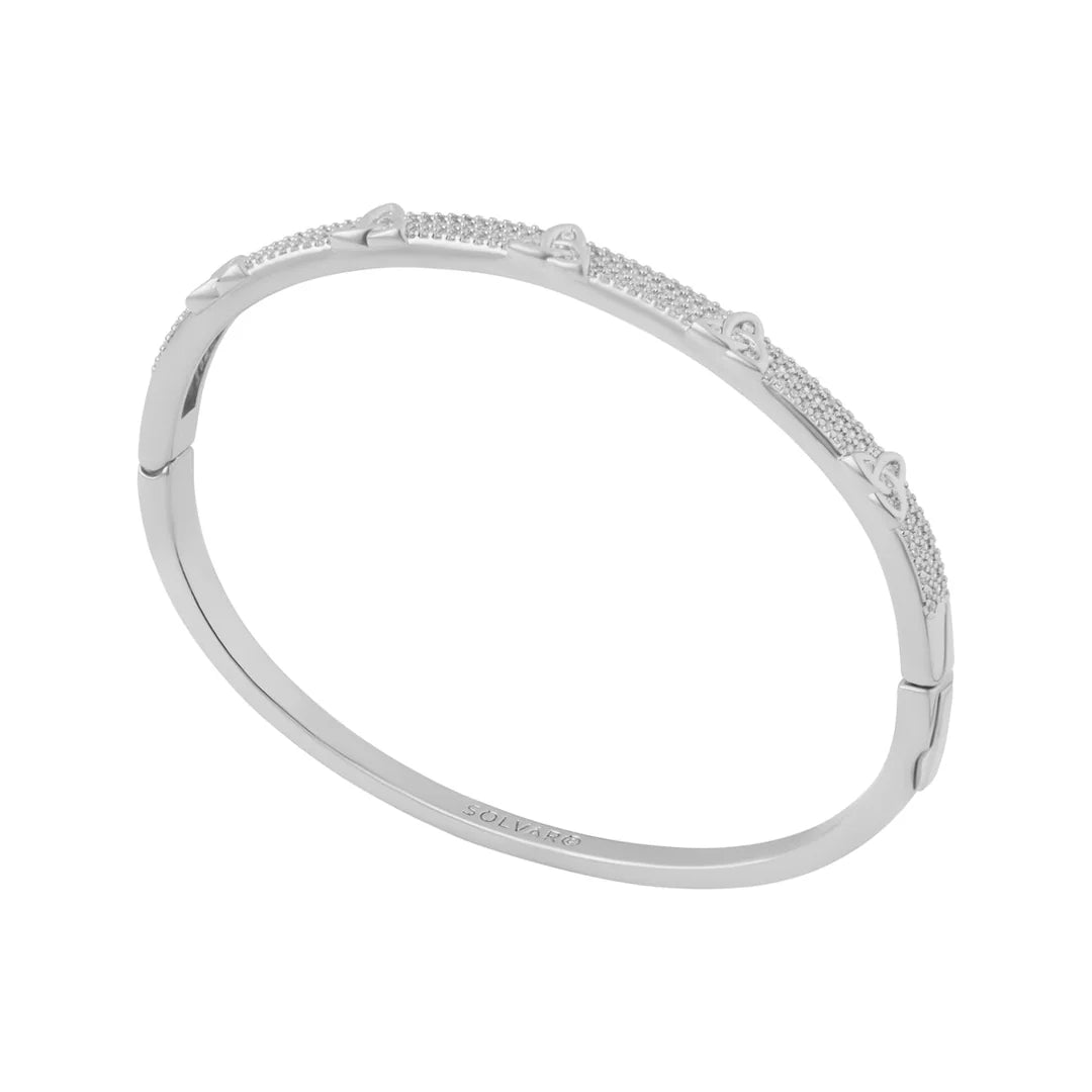 Solvar Rhodium Crystal Trinity Knot Bangle