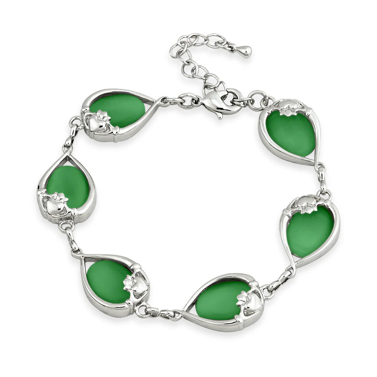 Solvar Rhodium Cat Eye Claddagh Bracelet