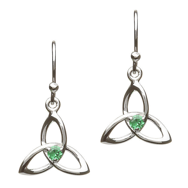 Shanore Sterling Silver Green CZ Trinity Earrings