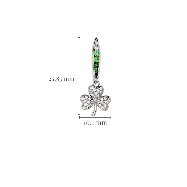 Shanore Sterling Silver Shamrock Earrings with Green and White CZ