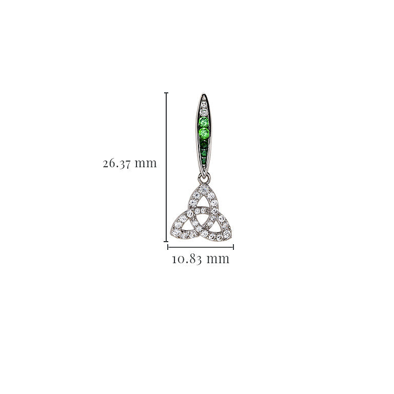 Sterling Silver Green/white CZ Trinity Earrings