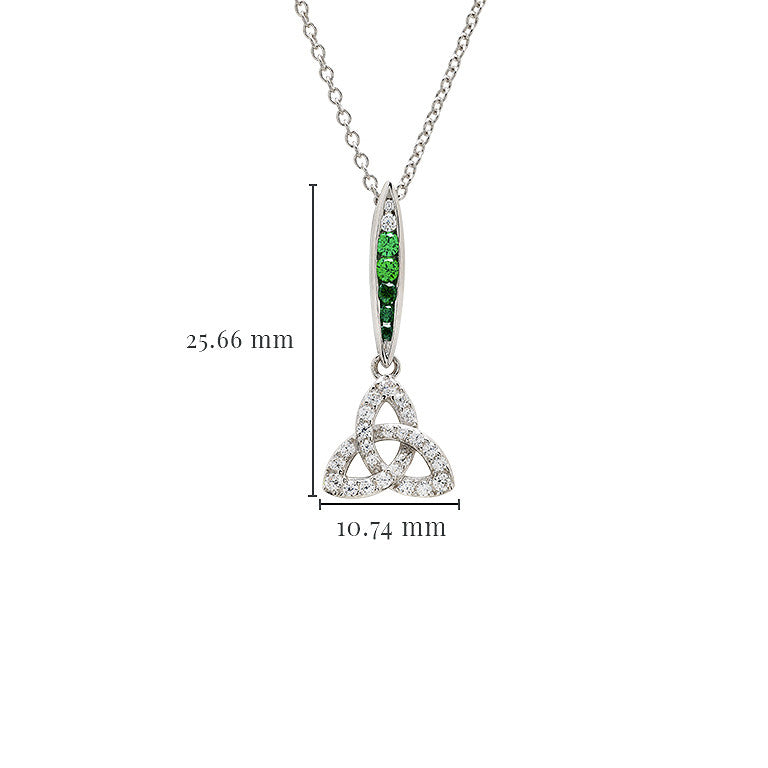 Sterling Silver Green/white CZ Trinity Necklace