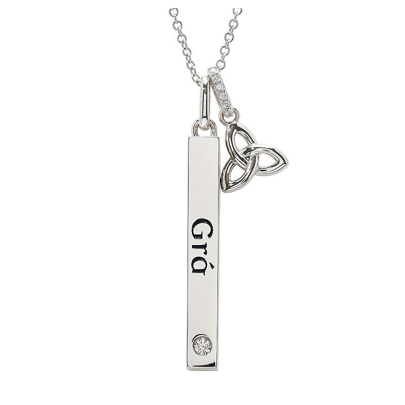 Sterling Silver Gra Lab Sapphire Trinity Necklace