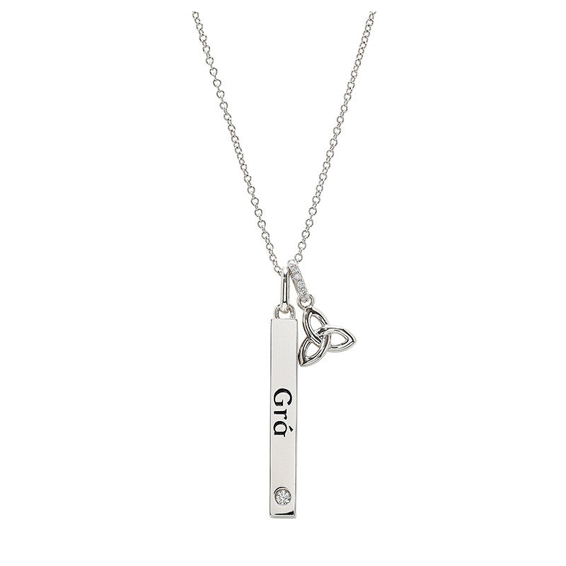 Sterling Silver Gra Lab Sapphire Trinity Necklace