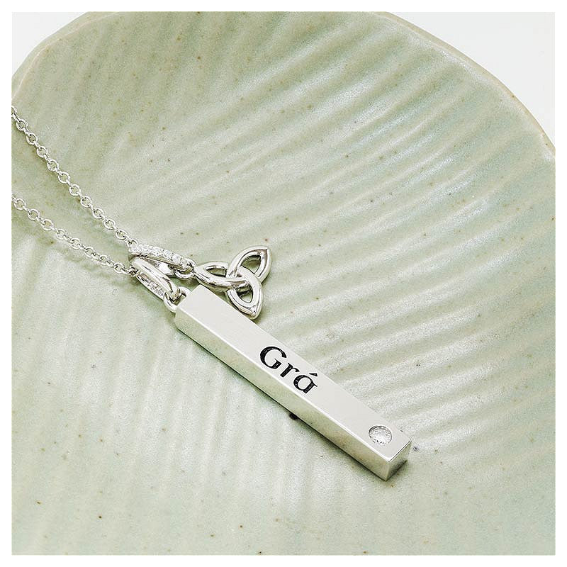 Sterling Silver Gra Lab Sapphire Trinity Necklace