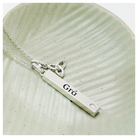 Sterling Silver Gra Lab Sapphire Trinity Necklace