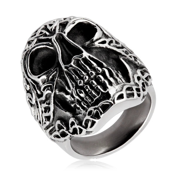 Antiqued Celtic Skull Ring-stainless st : 12