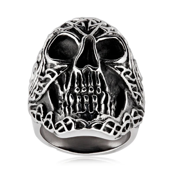 Antiqued Celtic Skull Ring-stainless st : 12
