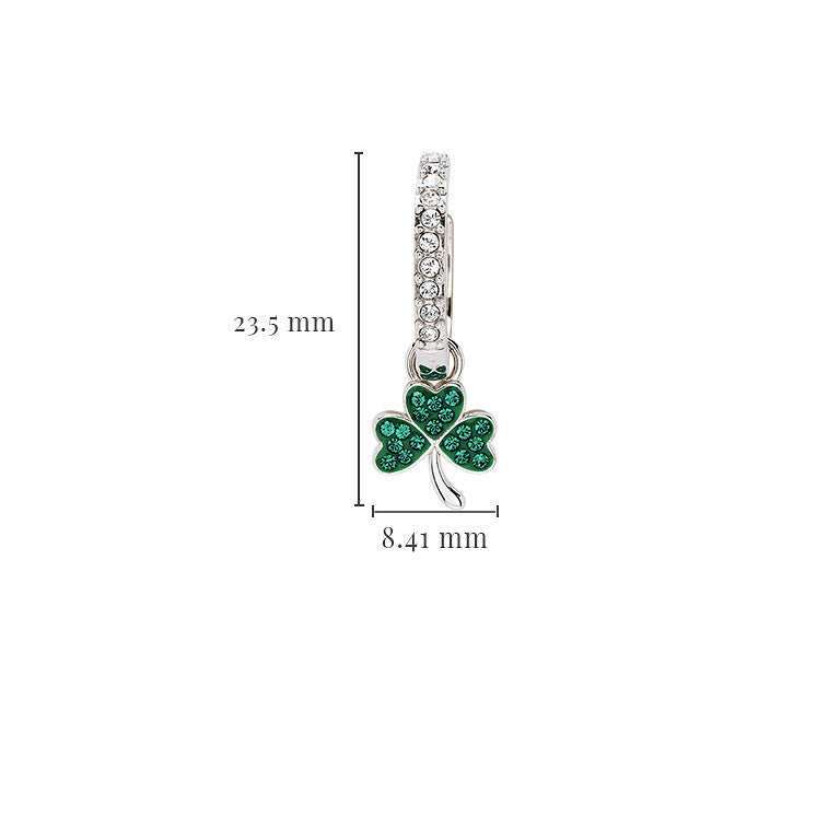 Sterling Silver Emerald Crystal Shamrock Earrings