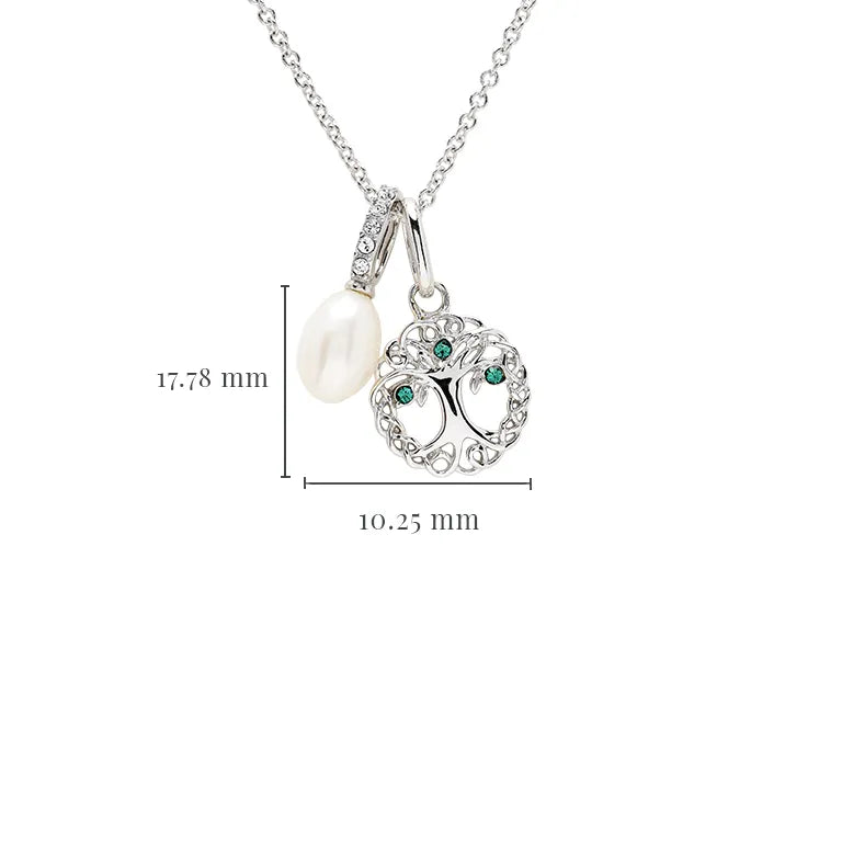 Shanore Sterling Silver Pearl/Crystal Tree of Life Necklace
