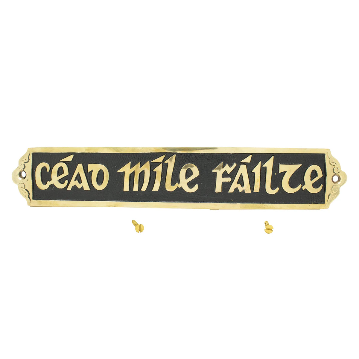Liffey Artefacts Brass Wall Plaque Cead Mile Fáilte Black Med