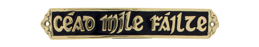 Liffey Artefacts Brass Wall Plaque Cead Mile Fáilte Black Med