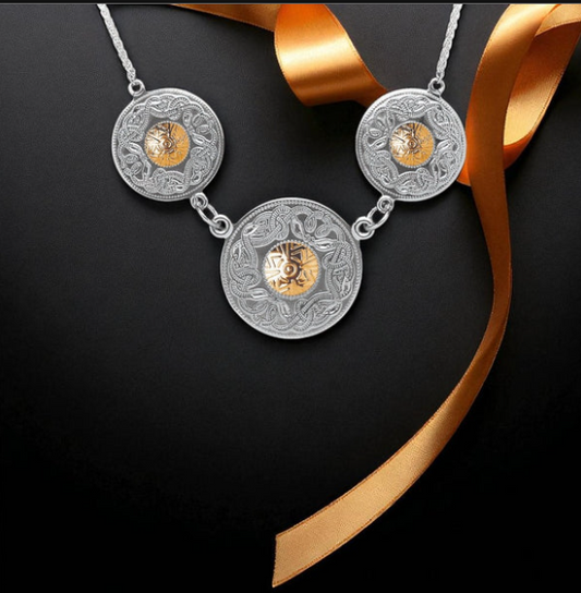 Triple Celtic Warrior ® Necklace with Gold Beads