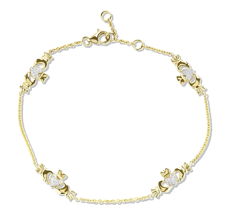 Shanore 14kt Gold Lab Diamond Claddagh Bracelet