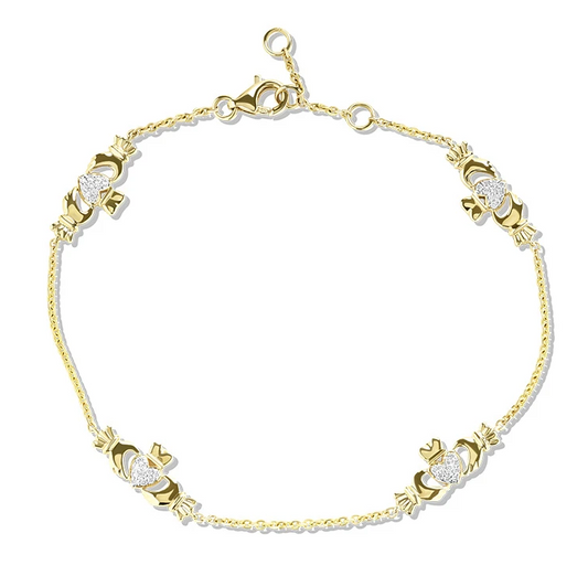 Shanore 14kt Gold Lab Diamond Claddagh Bracelet