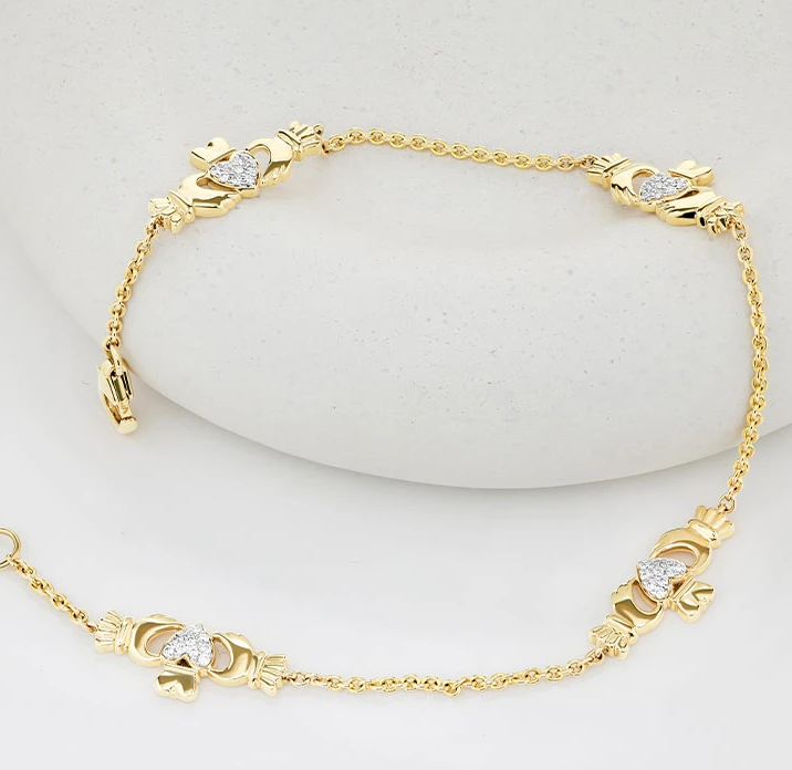 Shanore 14kt Gold Lab Diamond Claddagh Bracelet