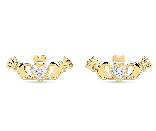 Shanore 14kt Gold Lab Diamond Claddagh Earrings