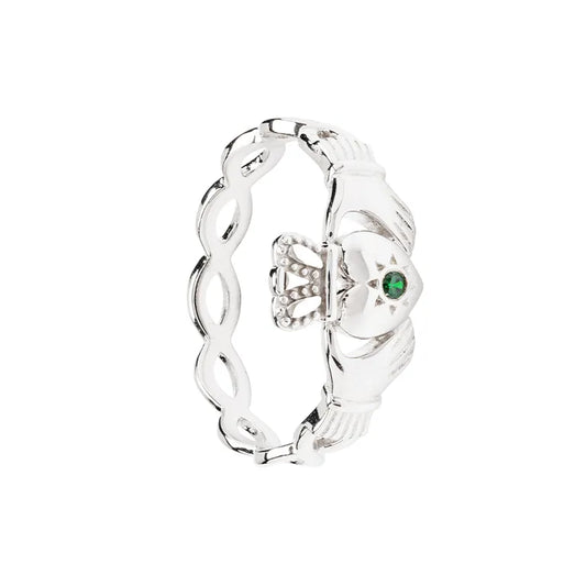 Shanore Sterling Silver Green CZ Claddagh Ring