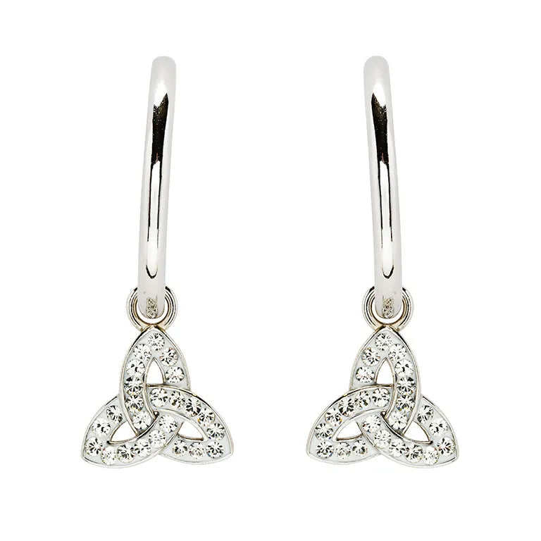 Sterling Silver Crystal Trinity Hoop Earrings